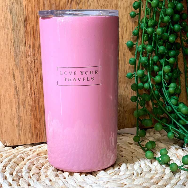 Love Your Travels – Pink Glitter Travel Mug