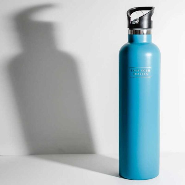 1 Litre Insulated Water Bottle Blue - Love Your Travels